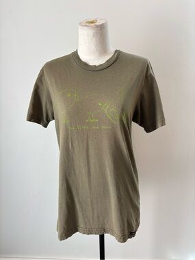 Classic Volcom Olive Green Short Sleeve Tee with Neon Green Graphic